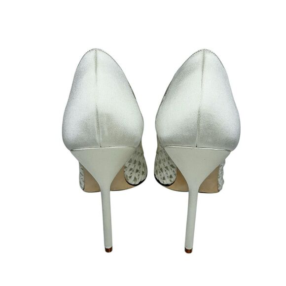 Manolo Blahnik BB 105 White Lace Satin Pumps Bridal Heels Size 41 Made in Italy - Picture 6 of 12